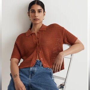 Madewell Crochet Button-Down Sweater Tee XS